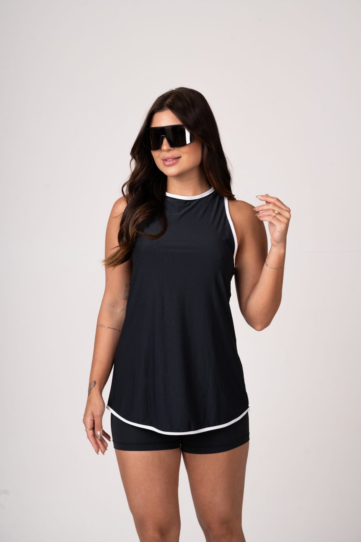 Conjunto Dupla Beach Tennis Preto Silk