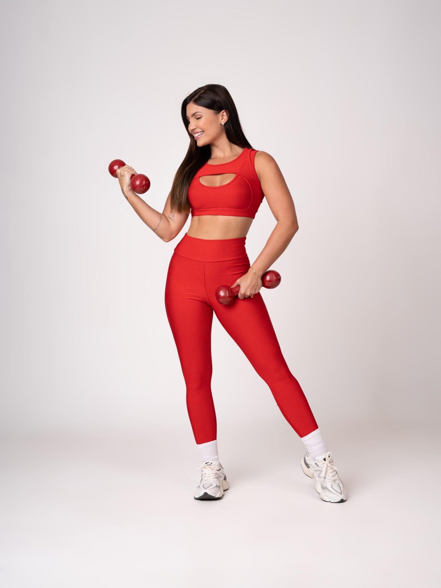 Conjunto Vermelho Player Legging e Top Borboleta