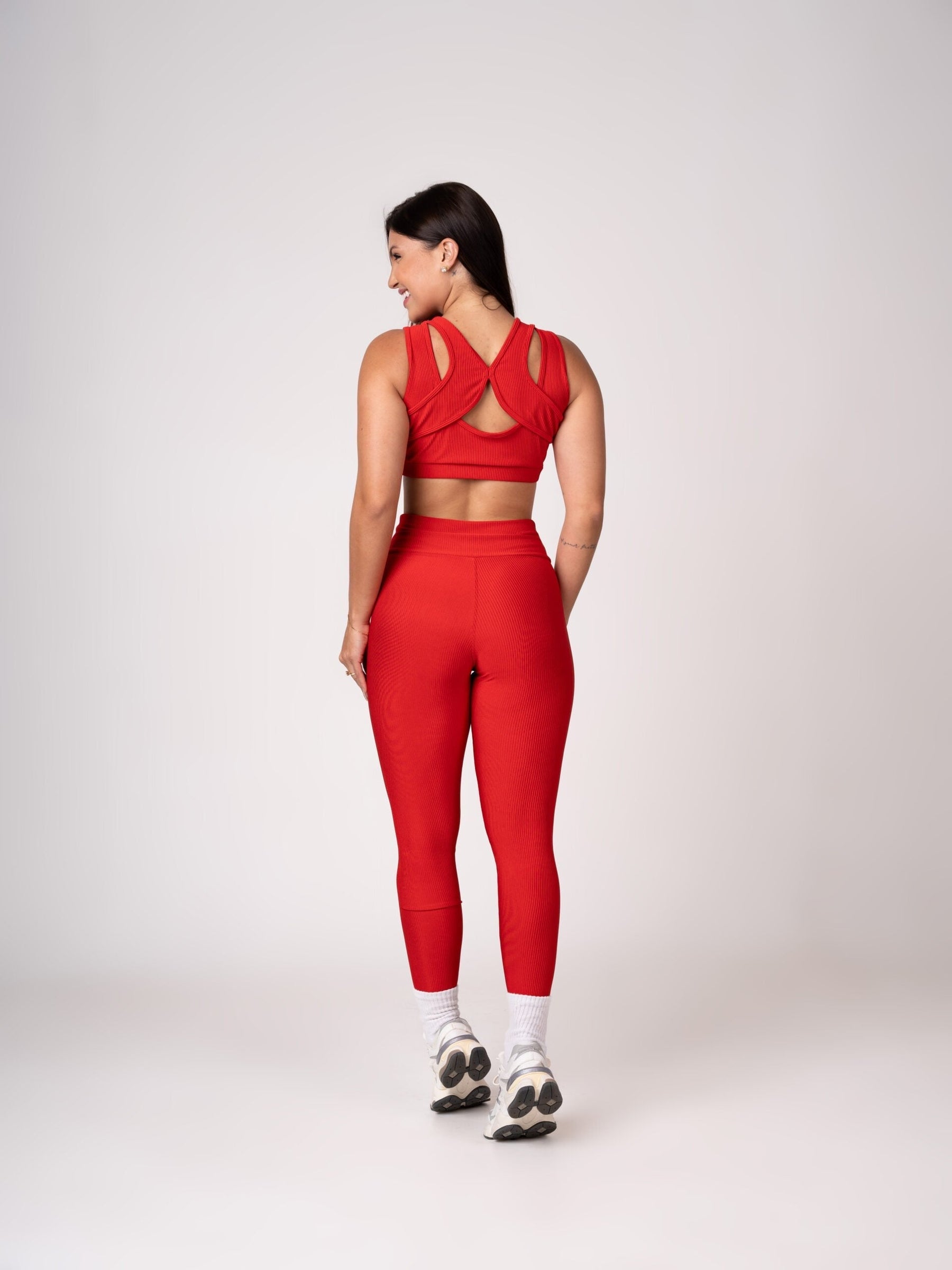 Conjunto Vermelho Player Legging e Top Borboleta