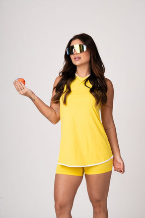 Conjunto Dupla Beach Tennis Silk Amarelo