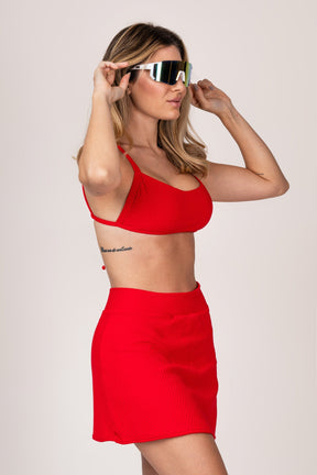Conjunto Beach Tennis Vermelho Short-Saia e Top Bali