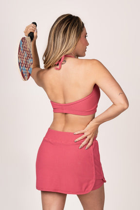 Conjunto Beach Tennis Rosê Short-Saia e Top Pipa