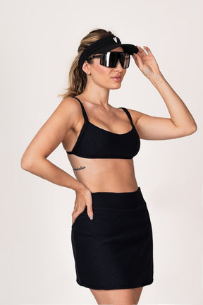 Conjunto Beach Tennis Preto Short-Saia e Top Bali