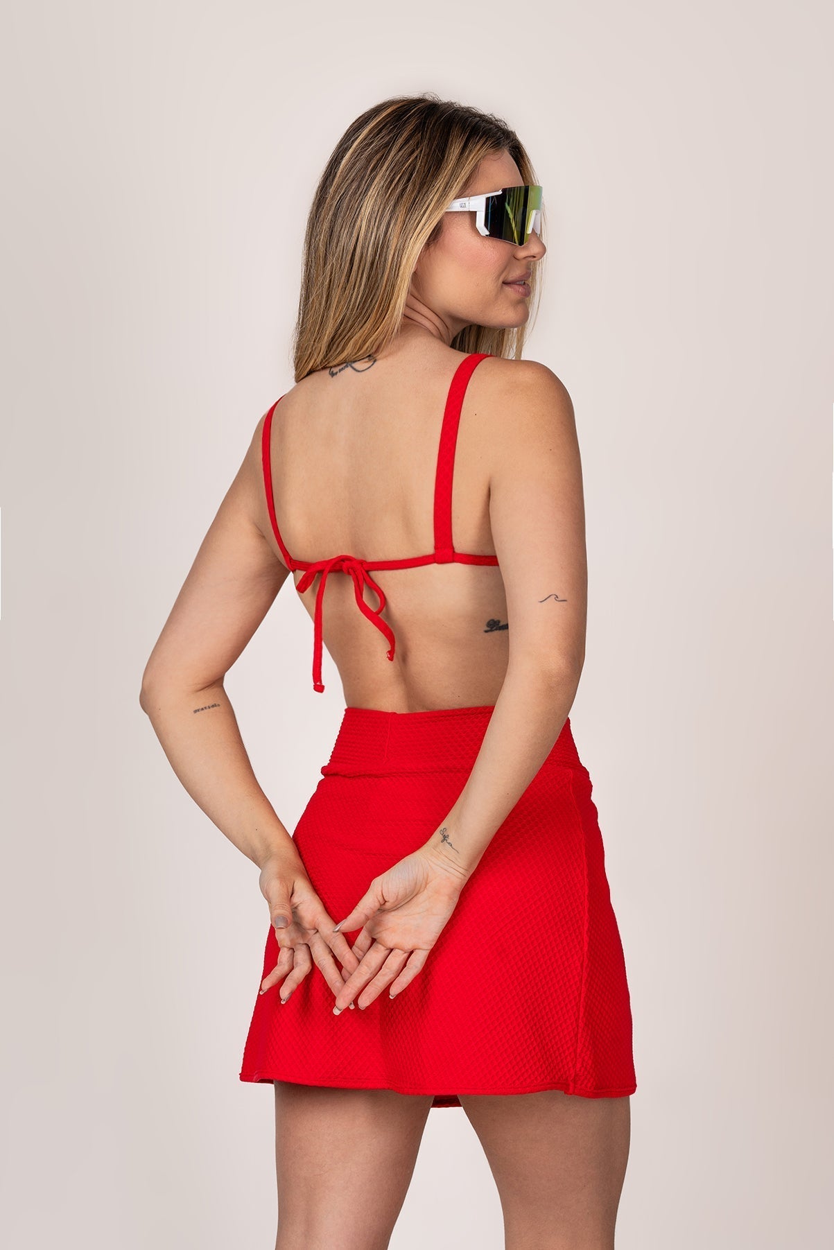 Conjunto Beach Tennis Vermelho Short-Saia e Top Bali