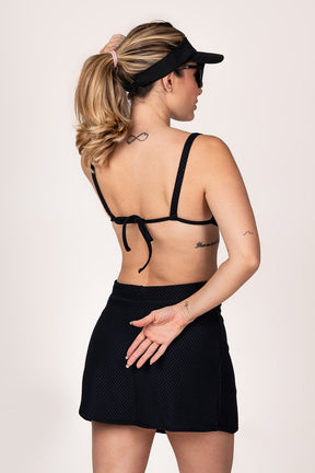 Conjunto Beach Tennis Preto Short-Saia e Top Bali