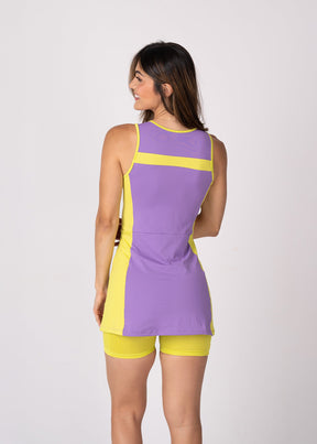 Conjunto Beach Tennis Recortes Lilás e Lima